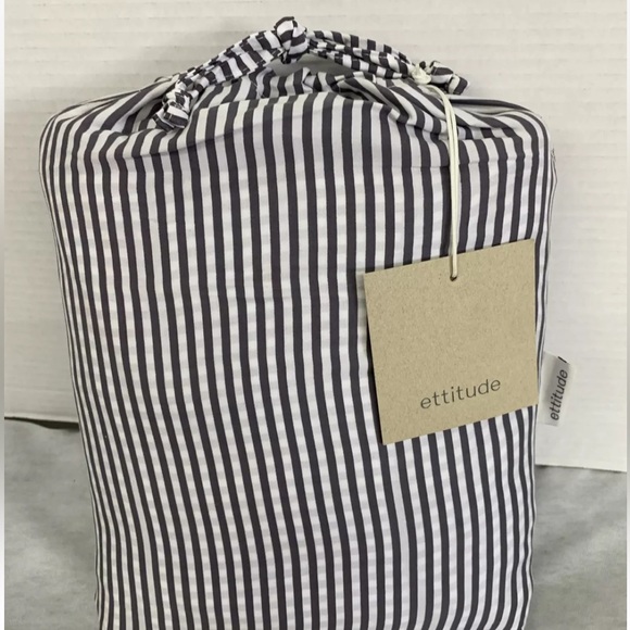 NEW Ettitude Sateen Bamboo Lyocell Duvet Cover Striped Organic Cotton - Picture 5 of 9